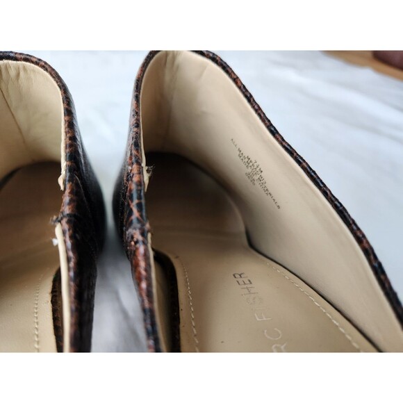 Marc Fisher 7.5 Ragni Brown Snake Leather Mule PointedToe 2.5"Block Heel - Picture 7 of 9